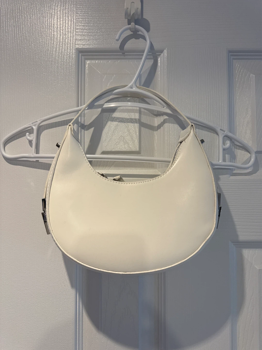 White Crescent Shoulder Bag