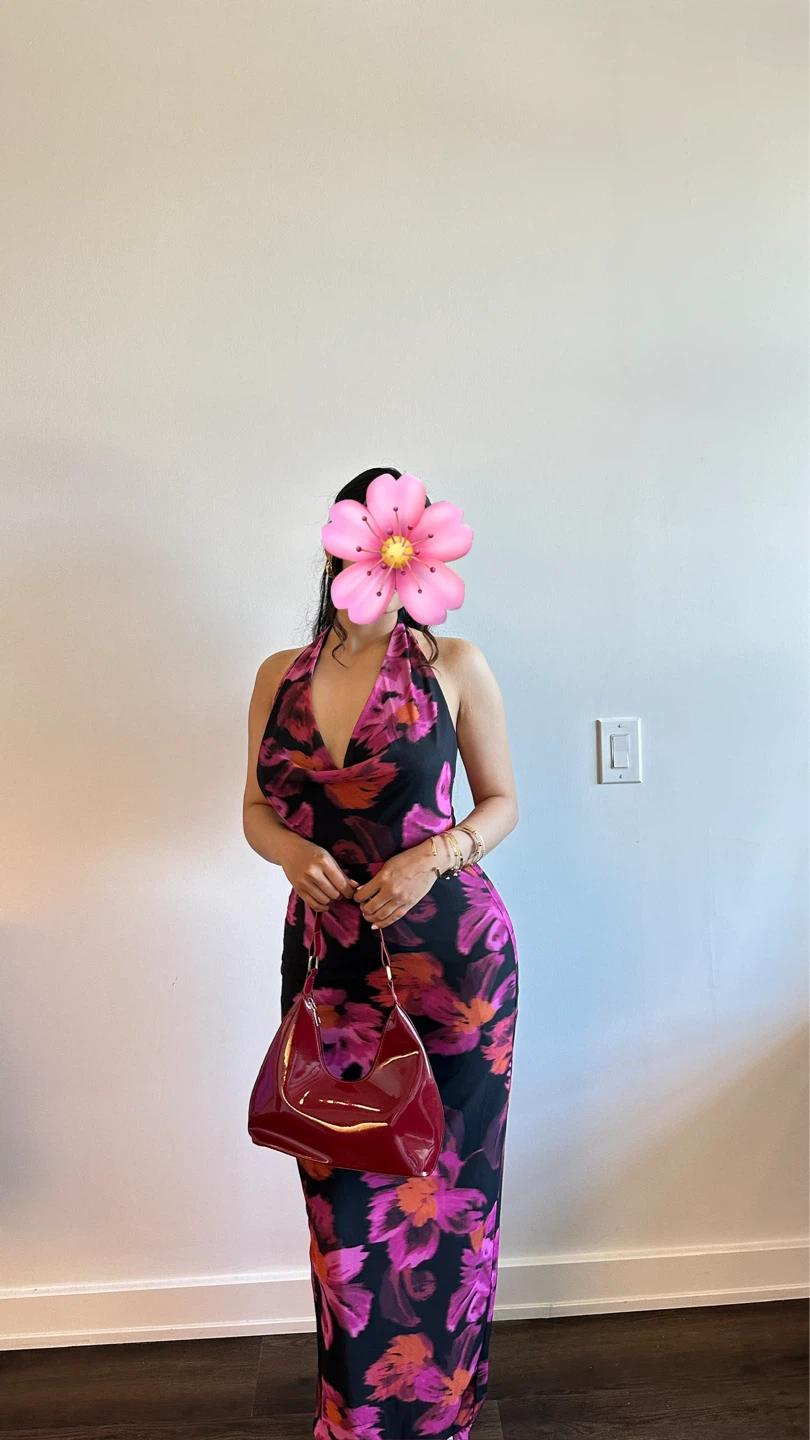Halter Neck Floral Maxi Dress