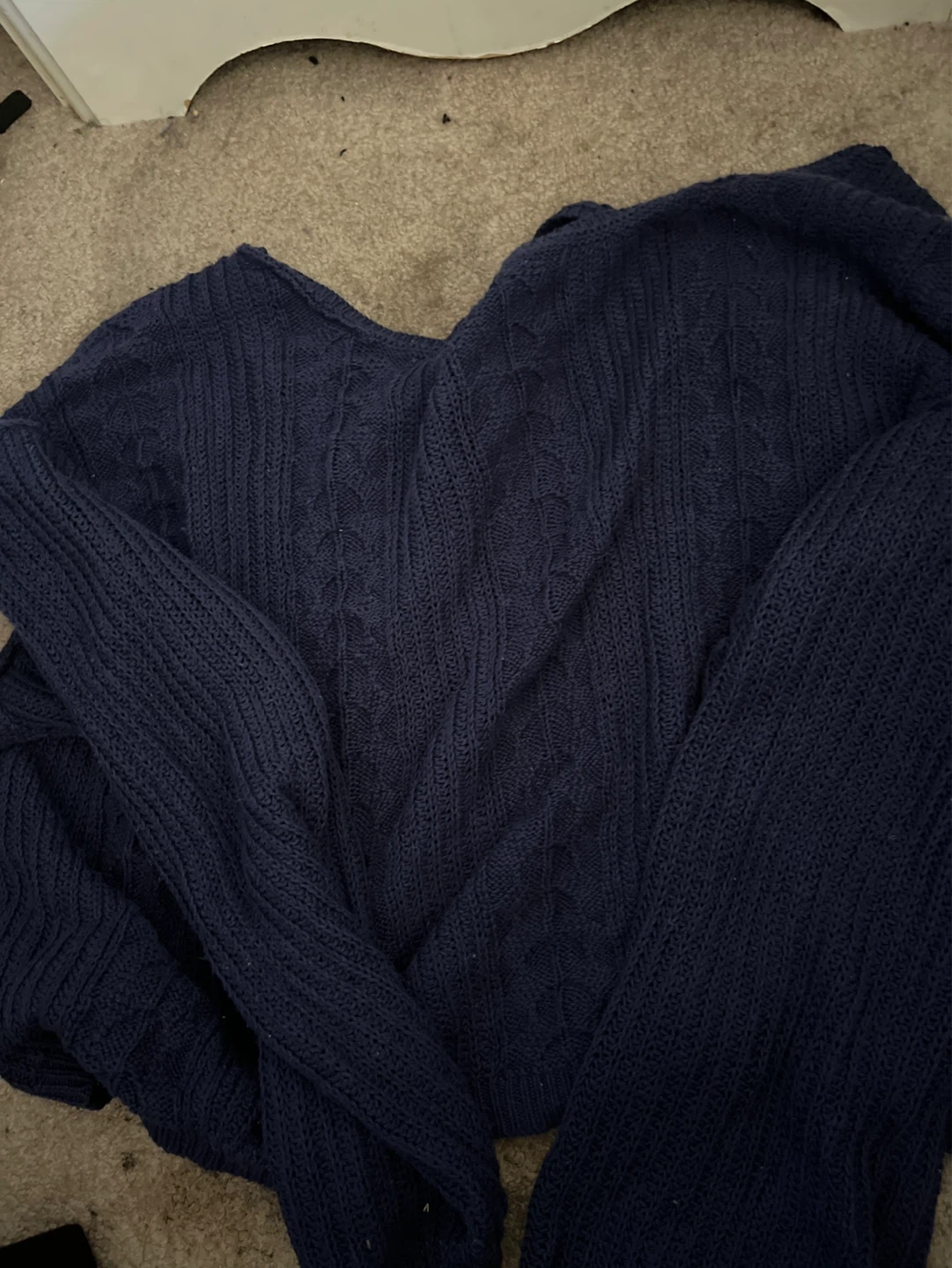 Navy Blue Cable Knit Sweater