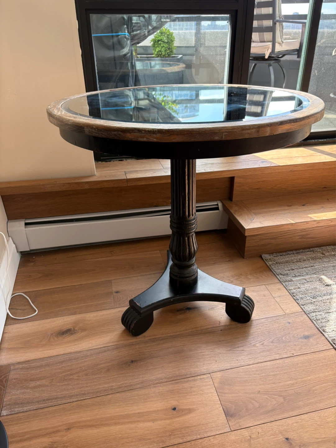 Round Glass Top Accent Table