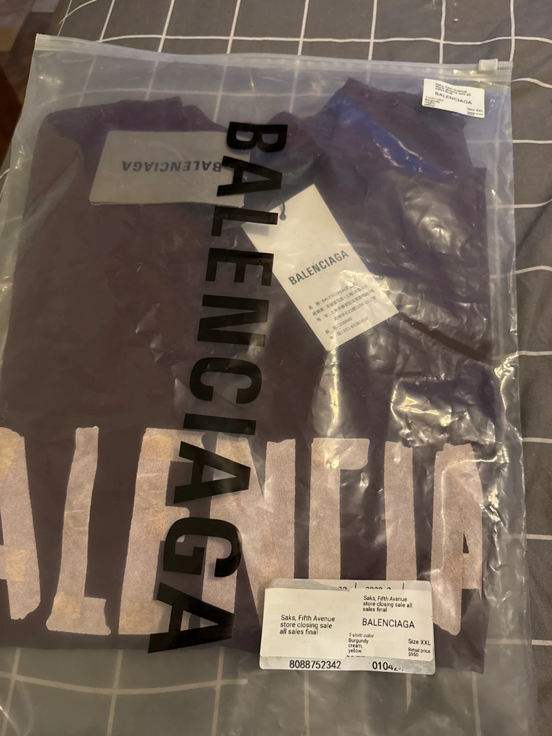 Balenciaga Tape Type Medium Fit T-Shirt Dark Red XXL - photo 4