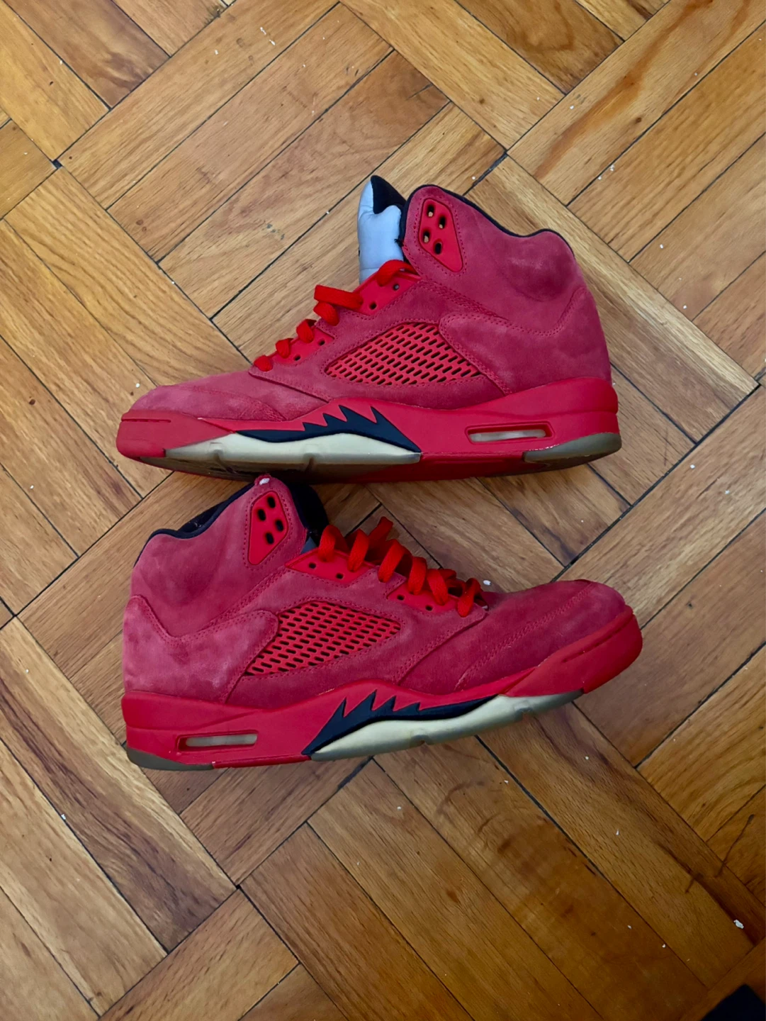 Air Jordan 5 Red Suede Men's Shoes - photo 3