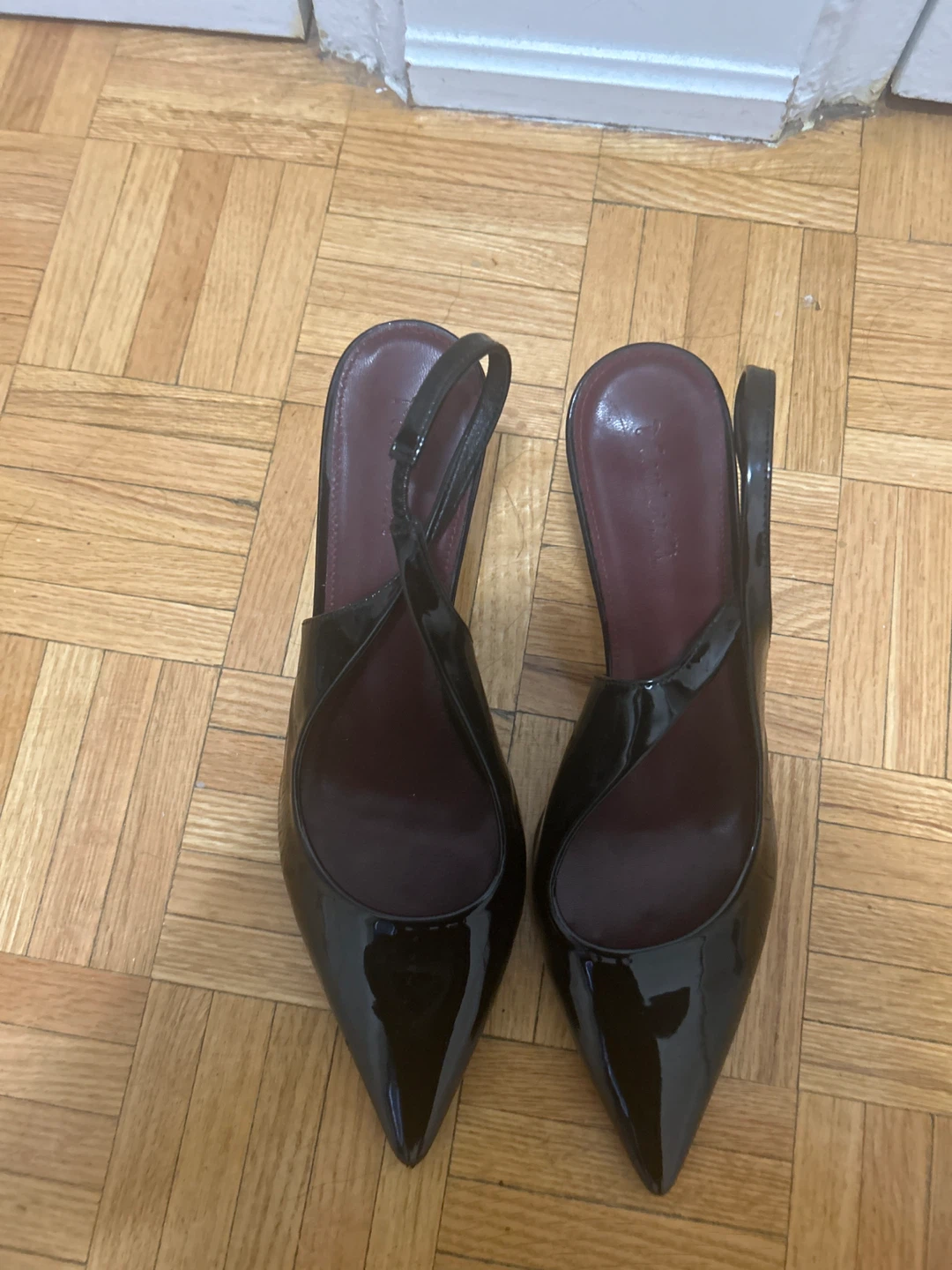 Black Patent Slingback Heels