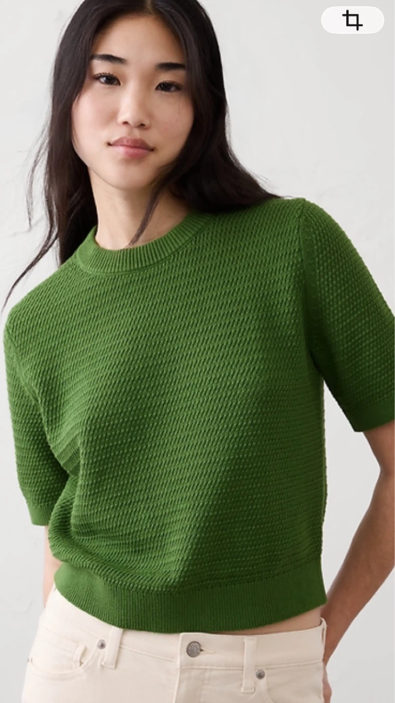 NWT Banana Republic S/O Crop Sweater in Cactus Grove Green M
