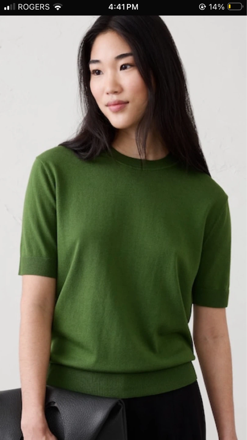 NWT Banana Republic S/O Crop Sweater in Cactus Grove Green M - photo 2