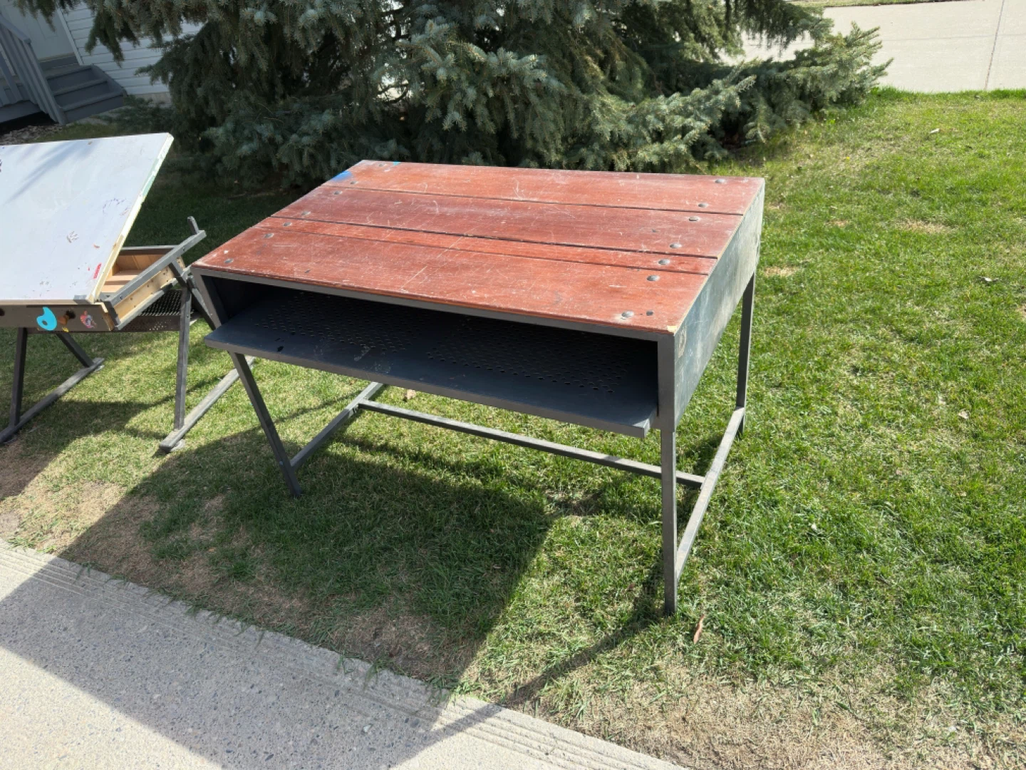 Wooden Top Metal Bench/Desk - photo 3