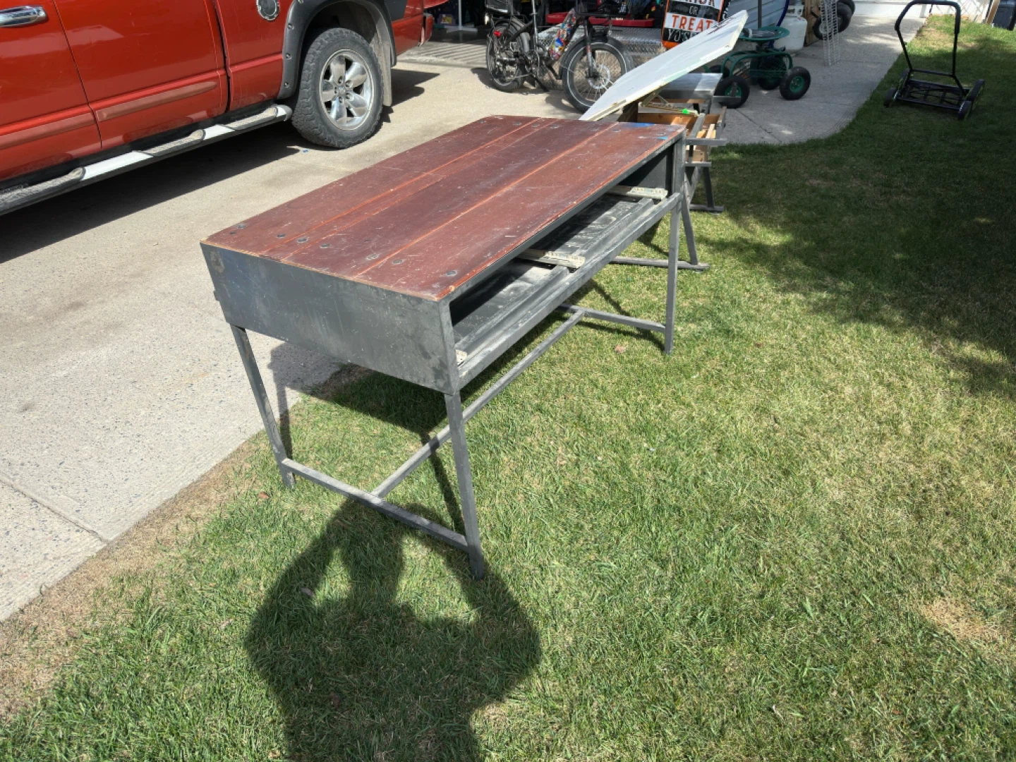 Wooden Top Metal Bench/Desk - photo 2