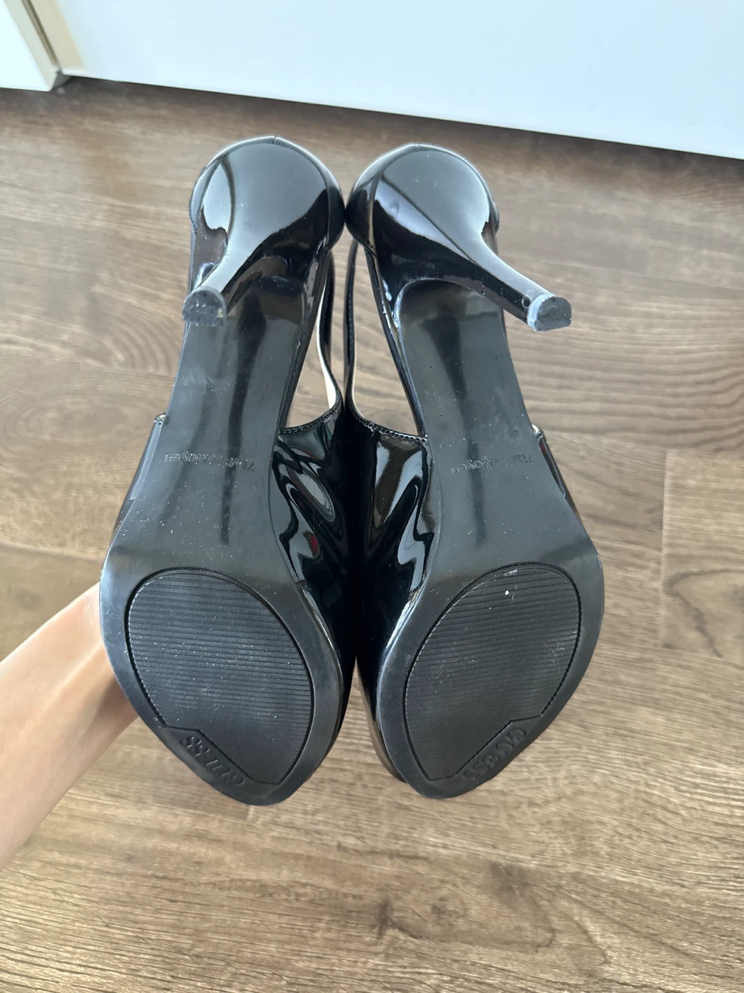 Guess Black Patent Slingback Peep Toe Heels - photo 3