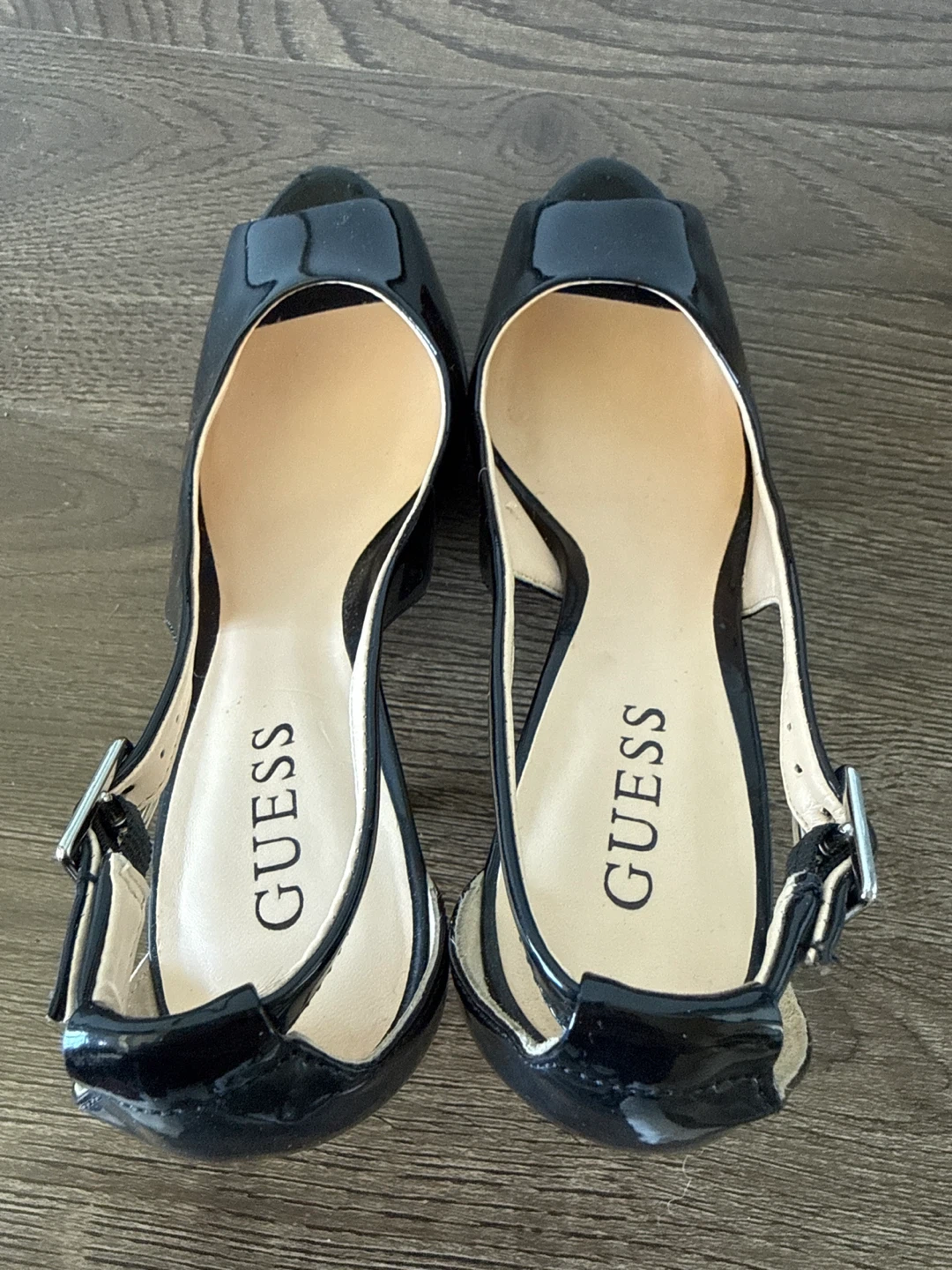 Guess Black Patent Slingback Peep Toe Heels - photo 5