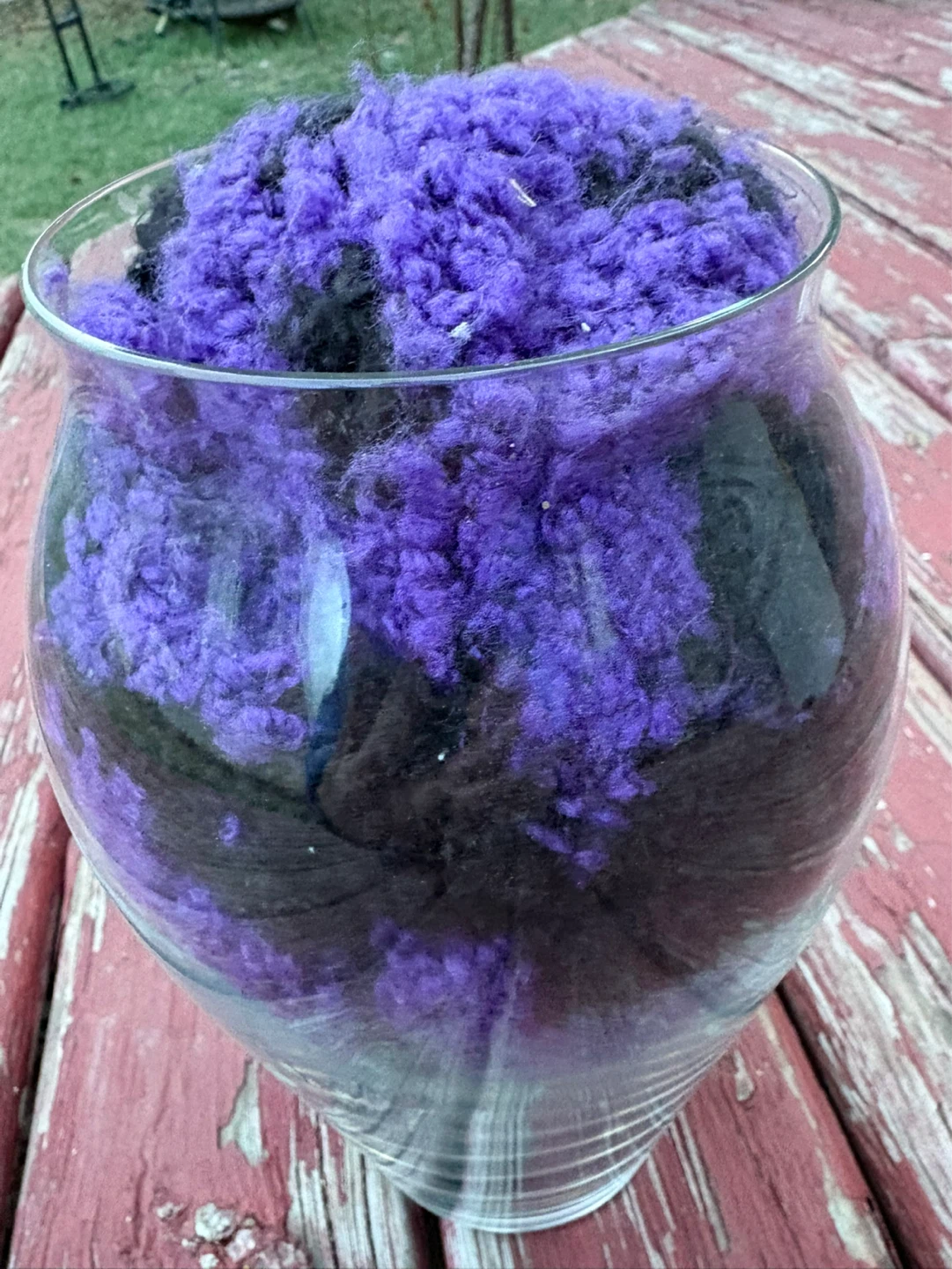 Glass Vase with Purple and Black Yarn - photo 2