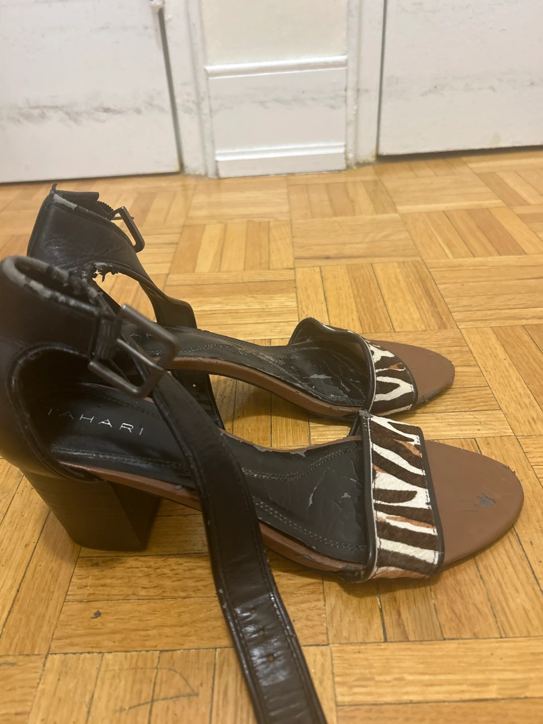 Tahari Black & Zebra Print Heeled Sandals - photo 4