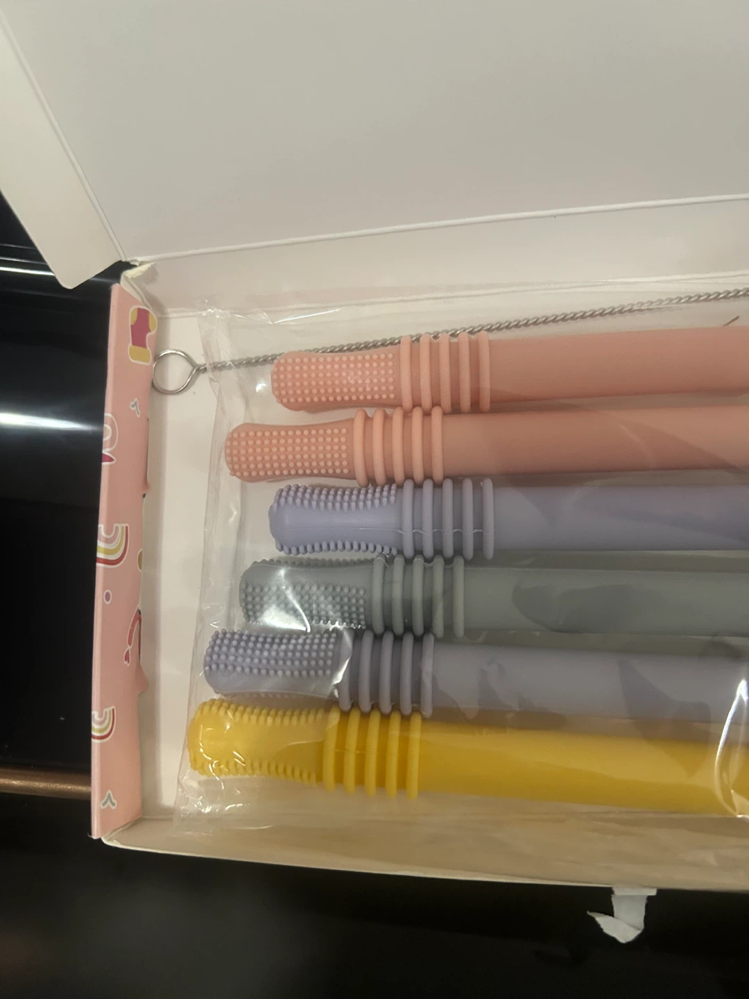 Set of 6 Silicone Teether Tubes with Cleaning Brush - photo 3