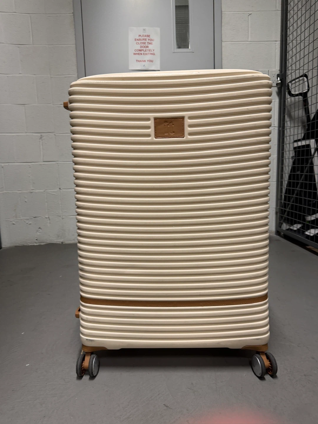 Cream and Brown Hardshell Suitcase