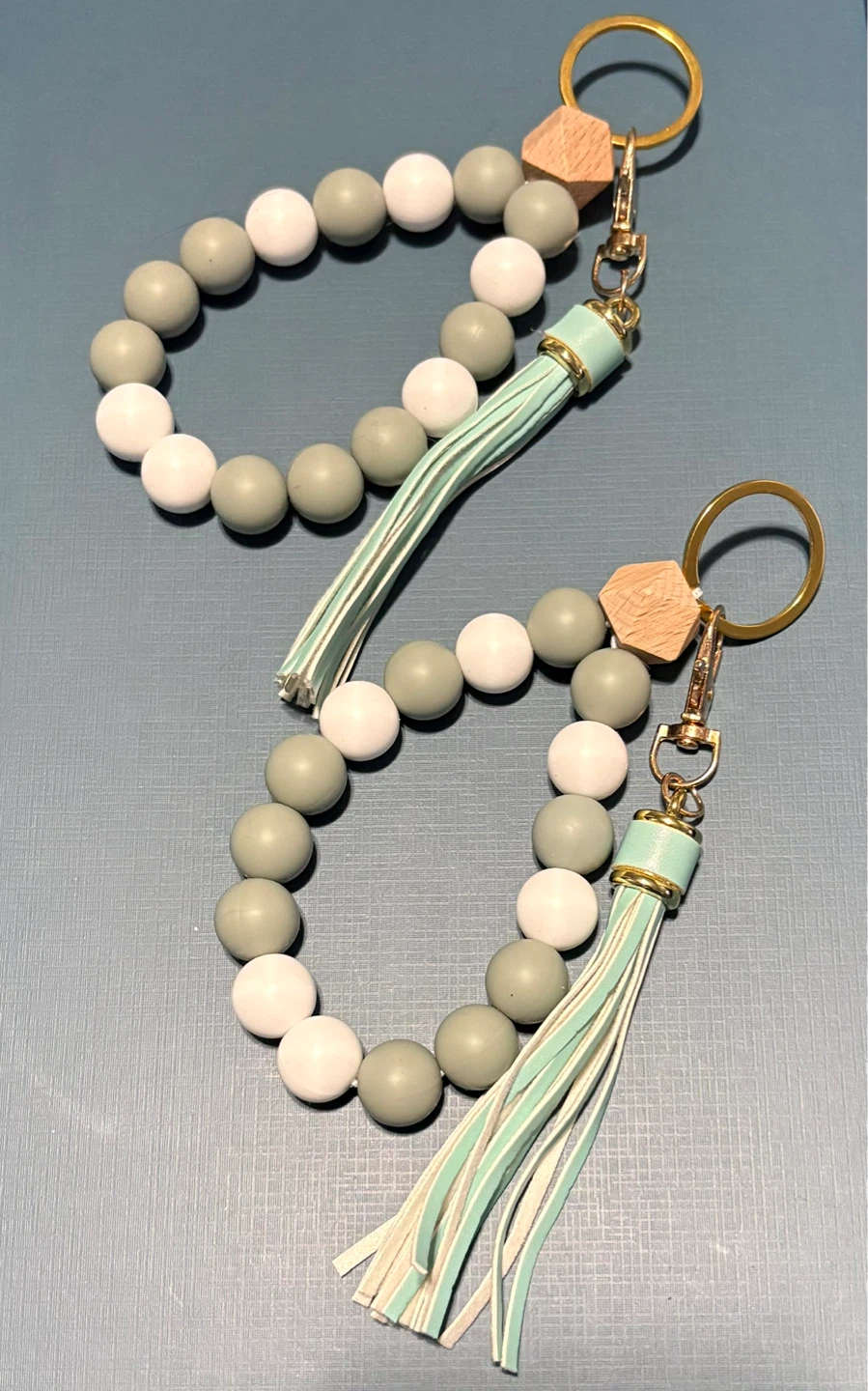 Silicone Beaded Keychain Bracelets with Tassels (Set of 2) - photo 3