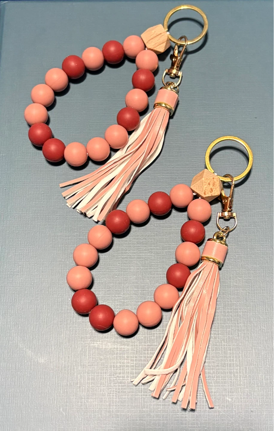 Silicone Beaded Keychain Bracelets with Tassels (Set of 2) - photo 4