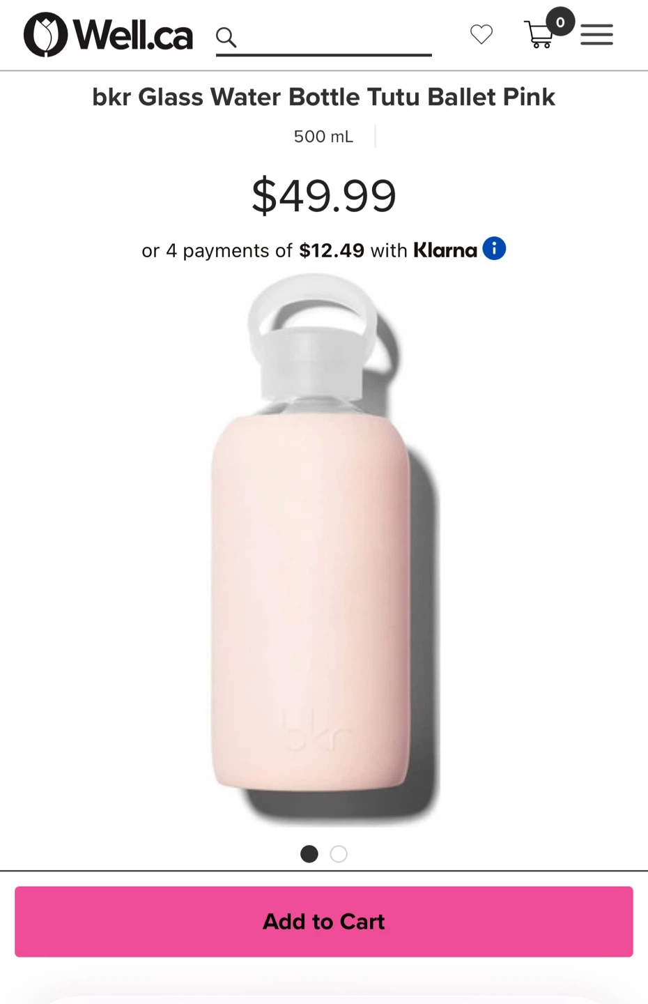 bkr Glass Water Bottle - Tutu Ballet Pink (500 mL) - photo 4