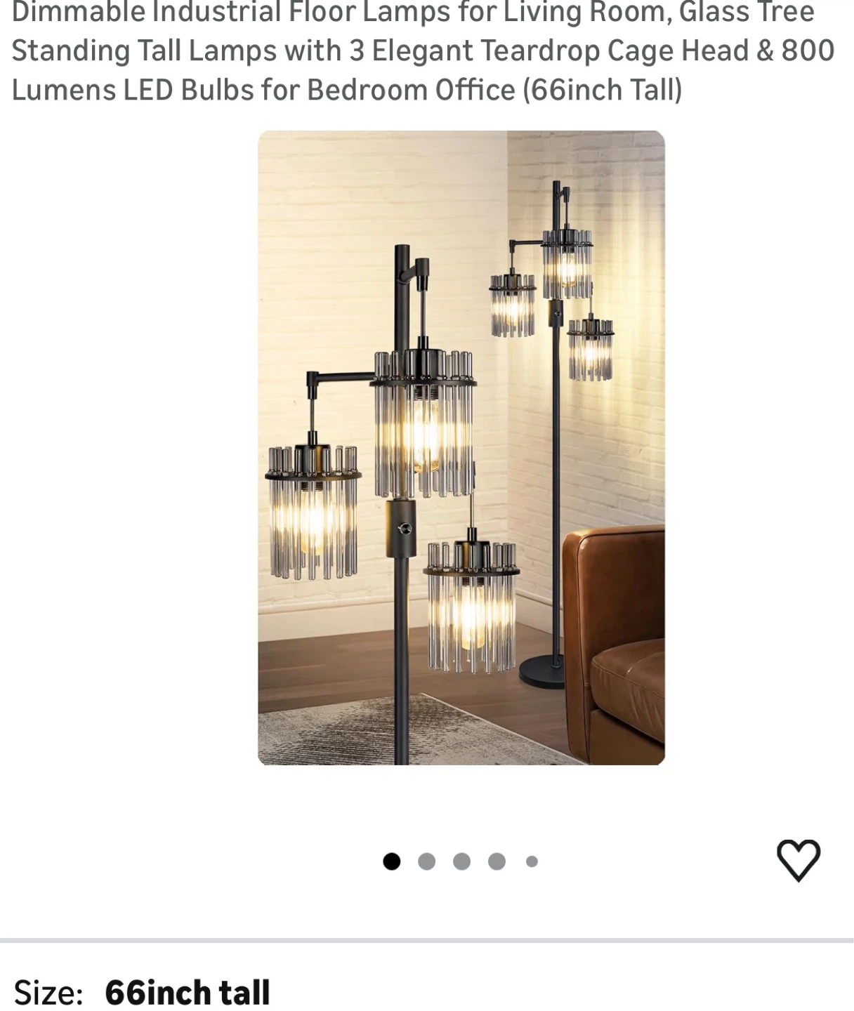 Dimmable Industrial Floor Lamp with 3 Crystal Cage Shades F66