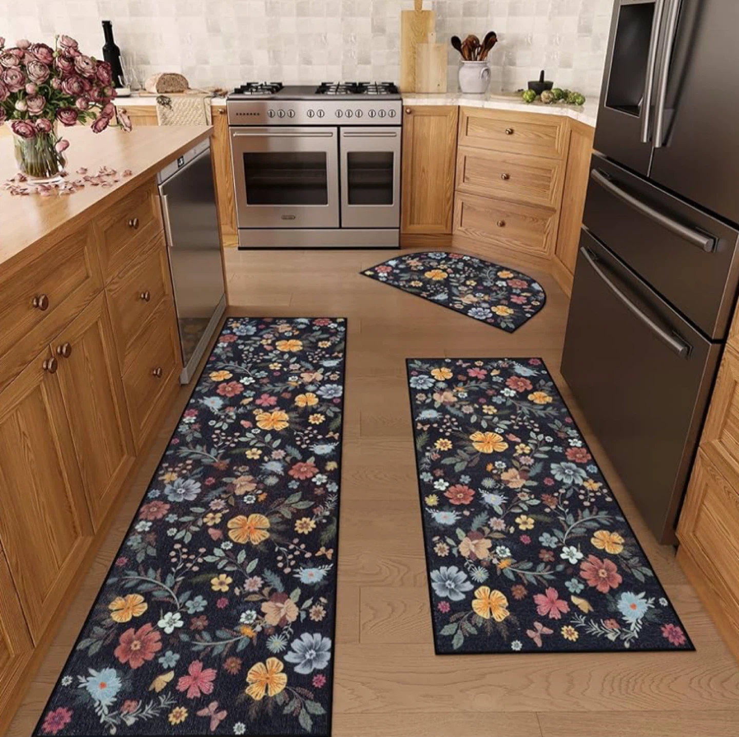 Floral Kitchen Runner Rug Set - 3 Piece - photo 3