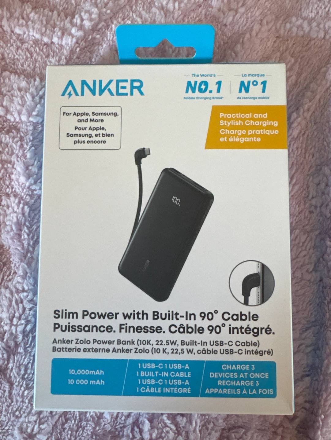 Anker Zolo 10000mAh Power Bank with Built-In USB-C Cable