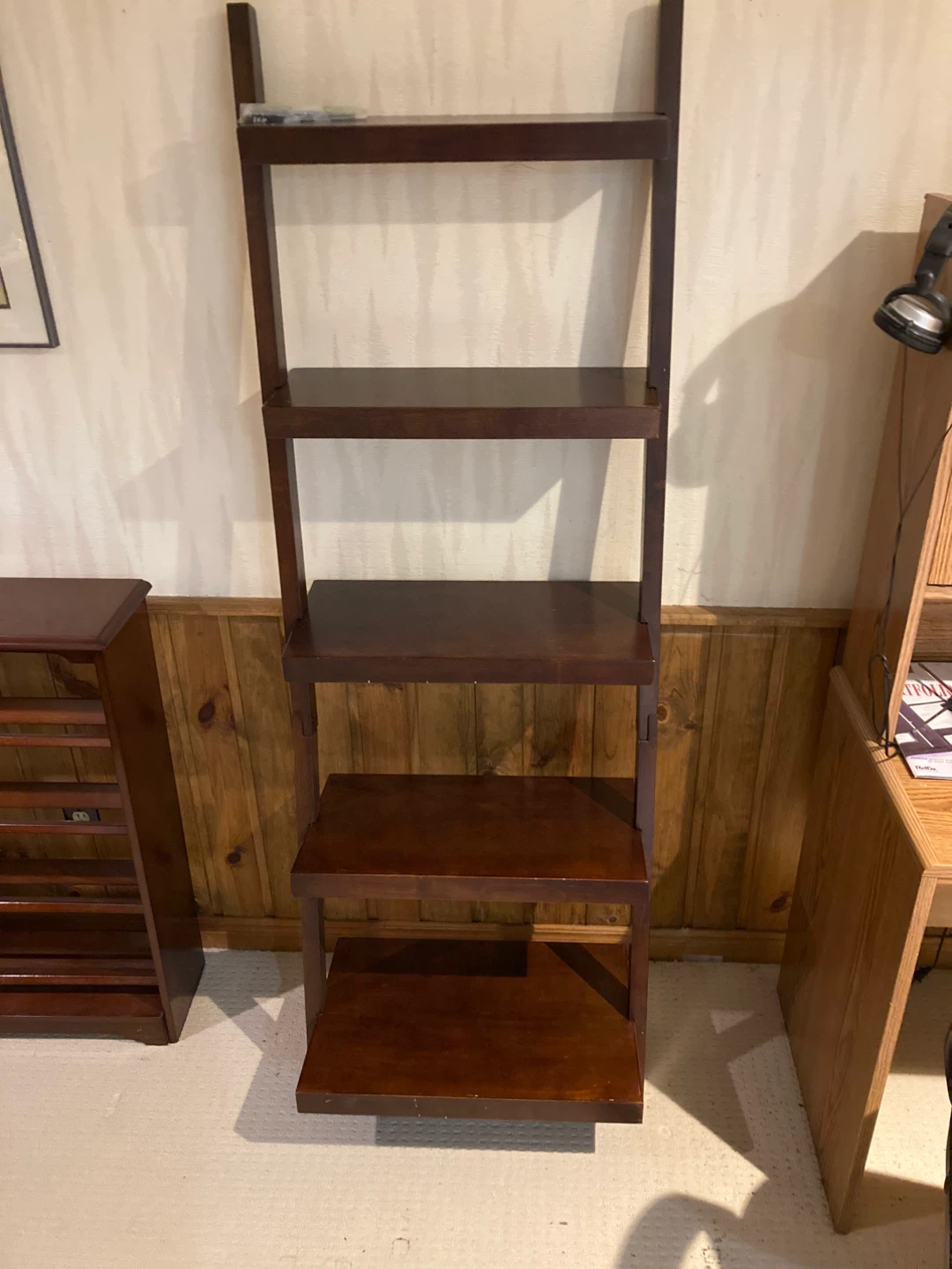 Dark Brown Wooden Ladder Shelf - photo 3