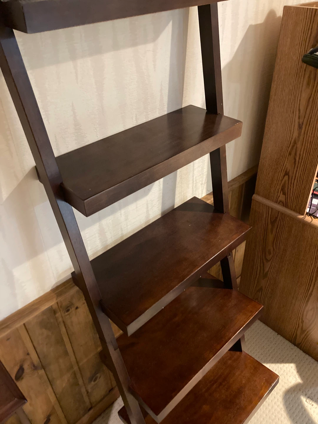 Dark Brown Wooden Ladder Shelf