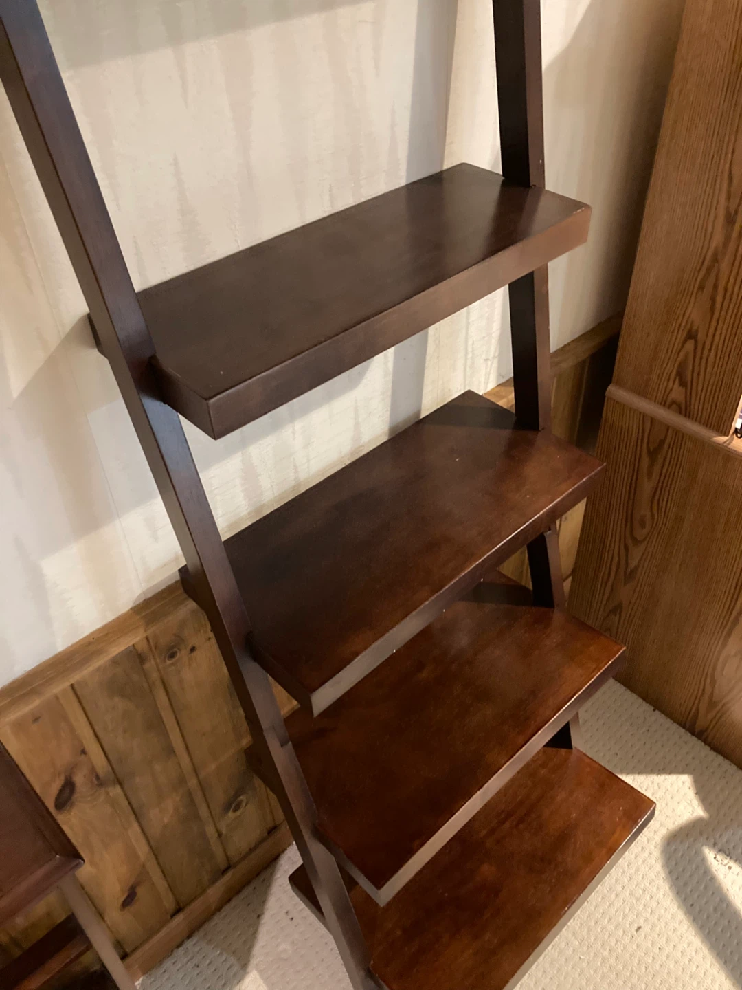 Dark Brown Wooden Ladder Shelf - photo 2