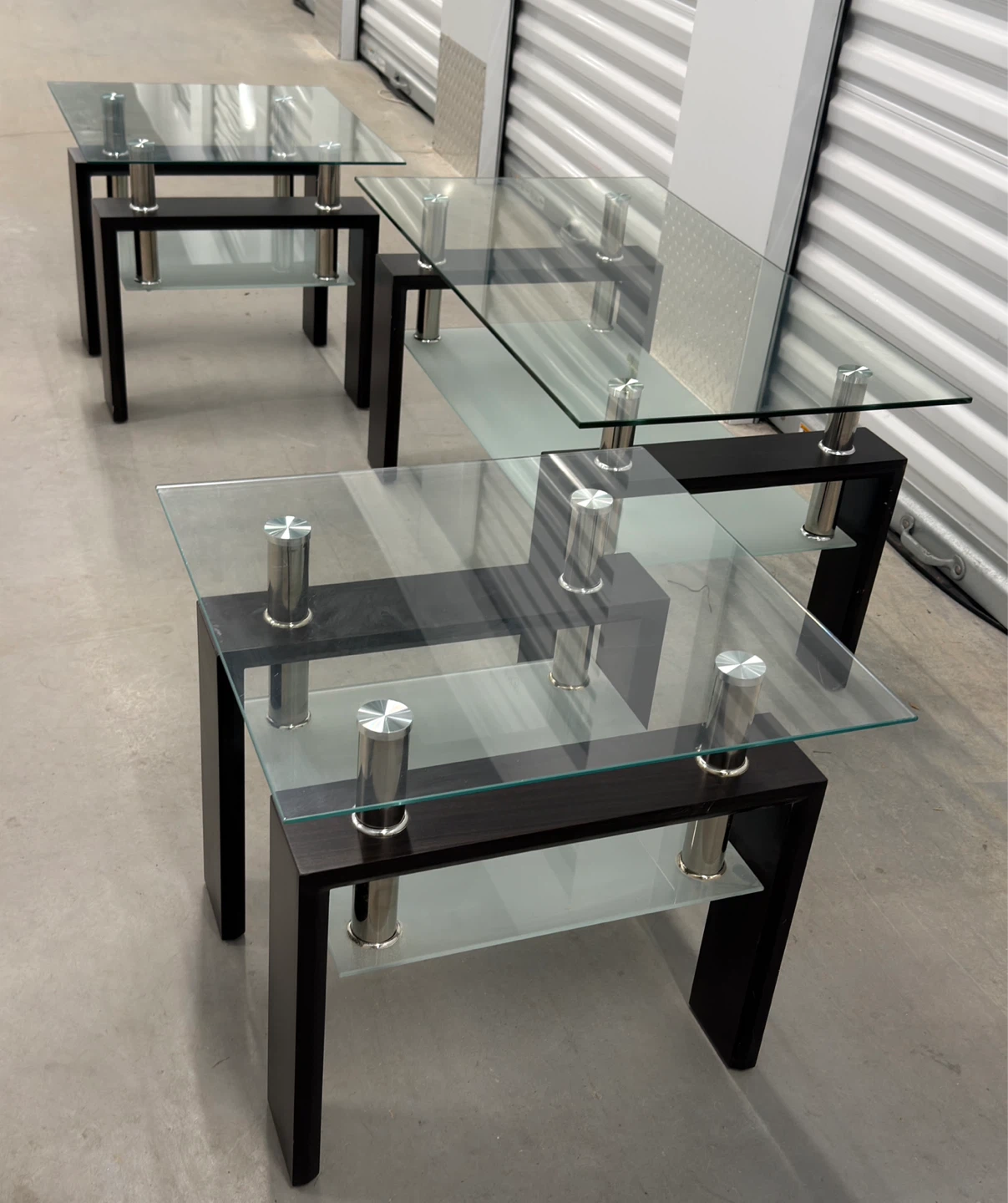 Modern Glass Coffee Table Set (3pcs) - photo 2