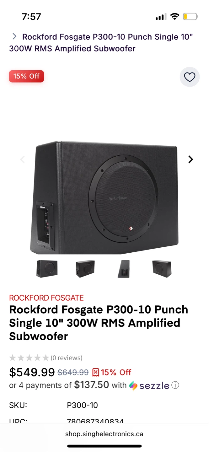 Rockford Fosgate P300-10 Punch 10" Powered Subwoofer - photo 5