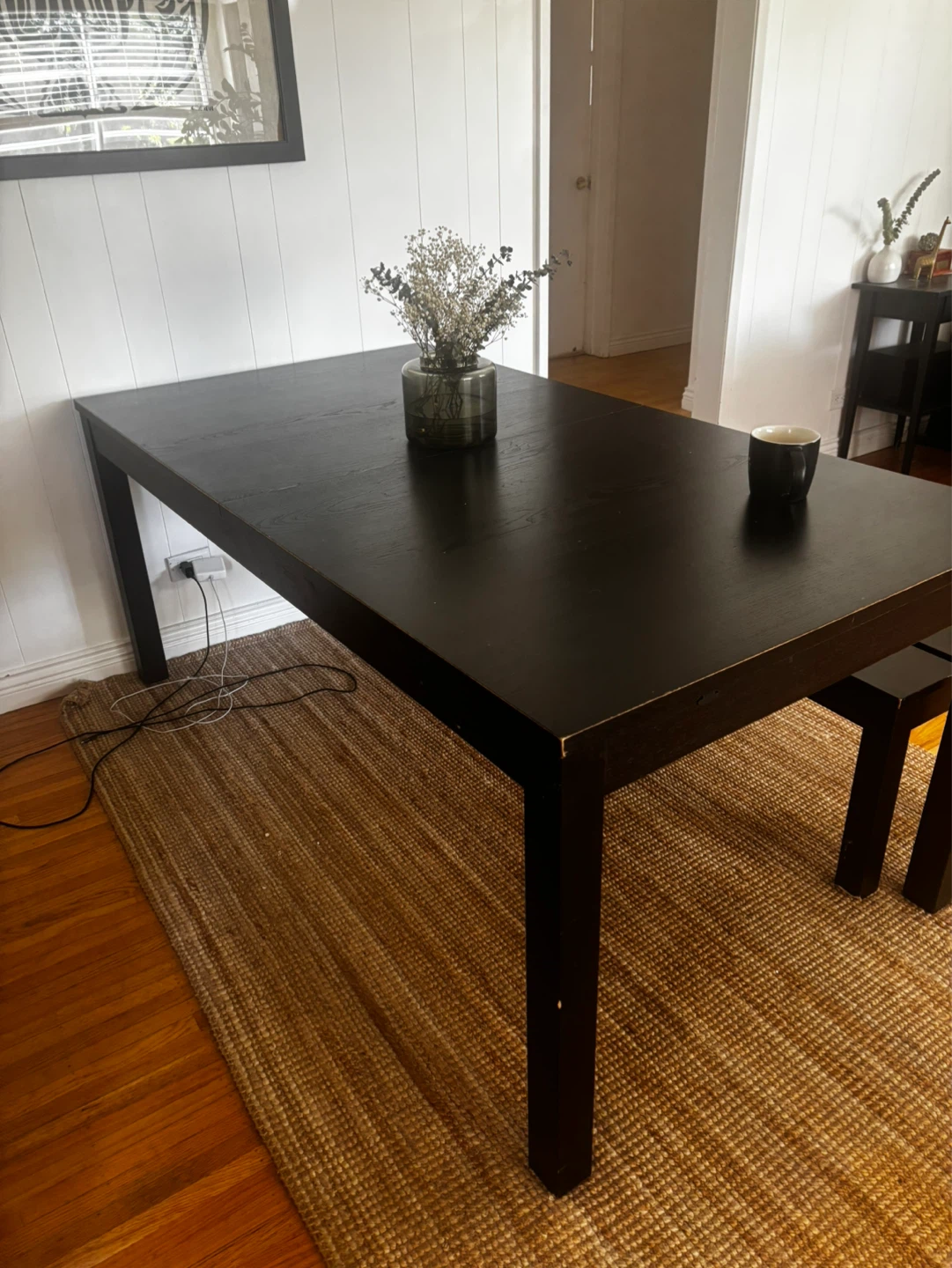 FREE IKEA Black/Brown Extendable Dining Table with Bench - photo 2