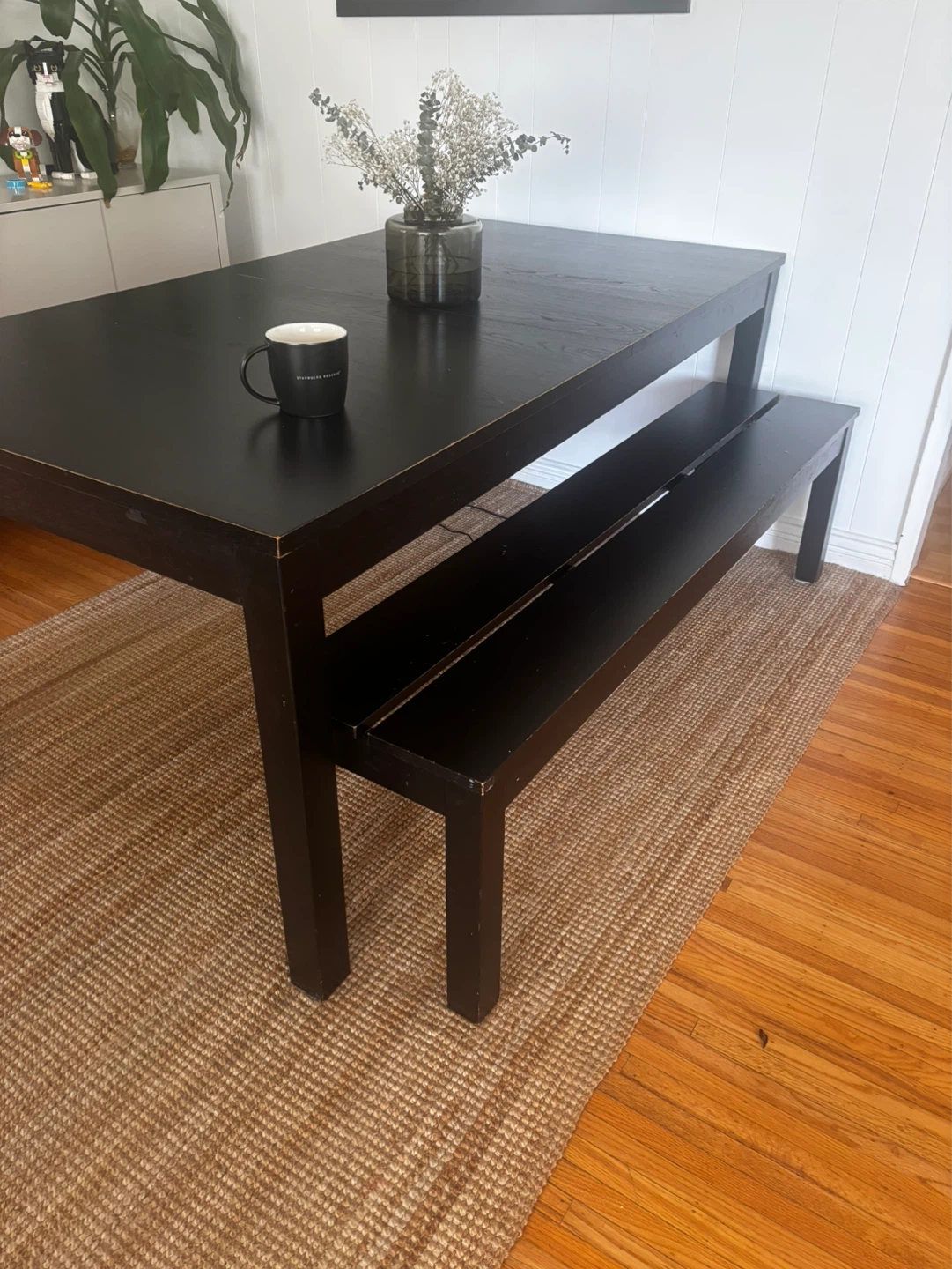 FREE IKEA Black/Brown Extendable Dining Table with Bench