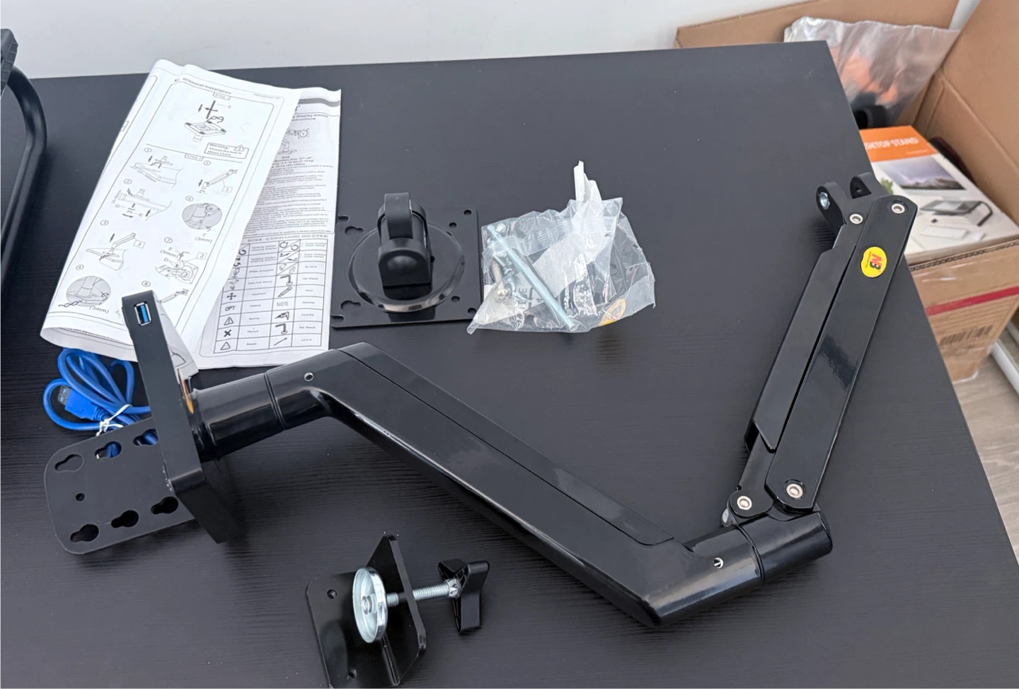 Black Single Monitor Desk Mount Arm