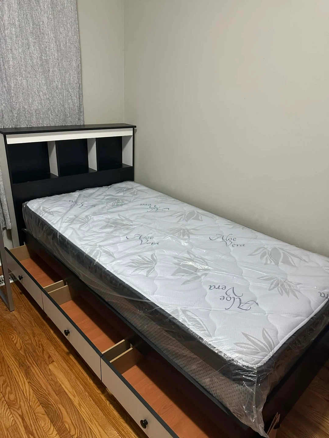 Single Bed Frame with Storage Drawers and Headboard Shelf - photo 2