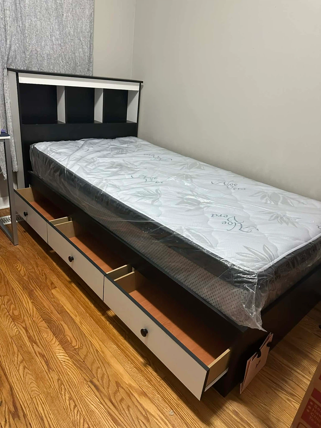 Single Bed Frame with Storage Drawers and Headboard Shelf - photo 3