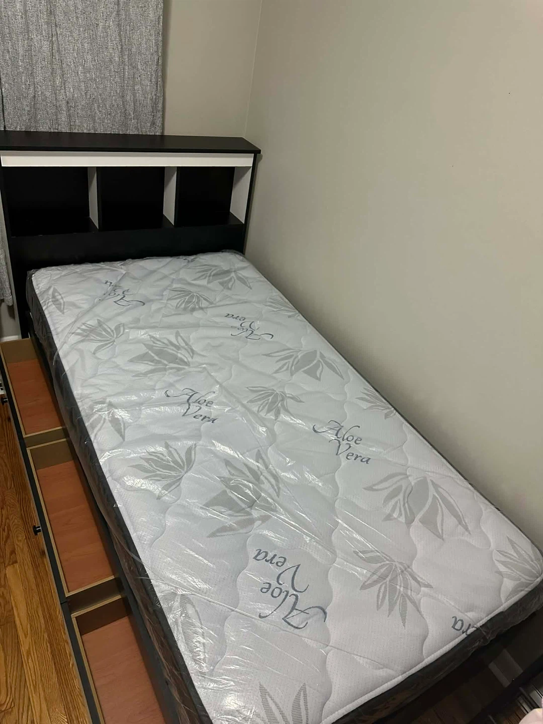 Single Bed Frame with Storage Drawers and Headboard Shelf