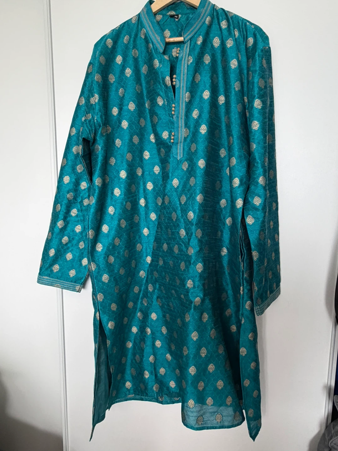 Teal Kurta with Gold Pattern Size 46