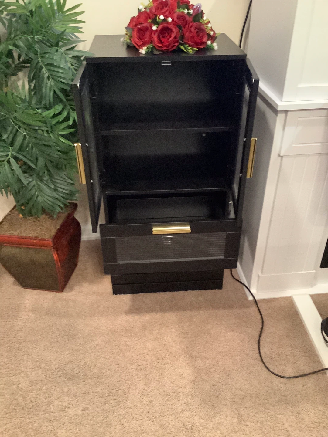 Black Storage Cabinet with Gold Handles - photo 2