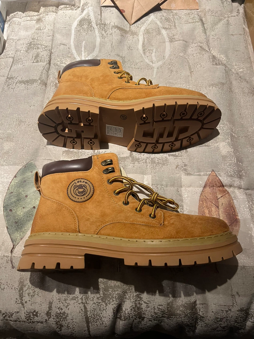 Disney Women’s Tan Suede Lace-Up Boots