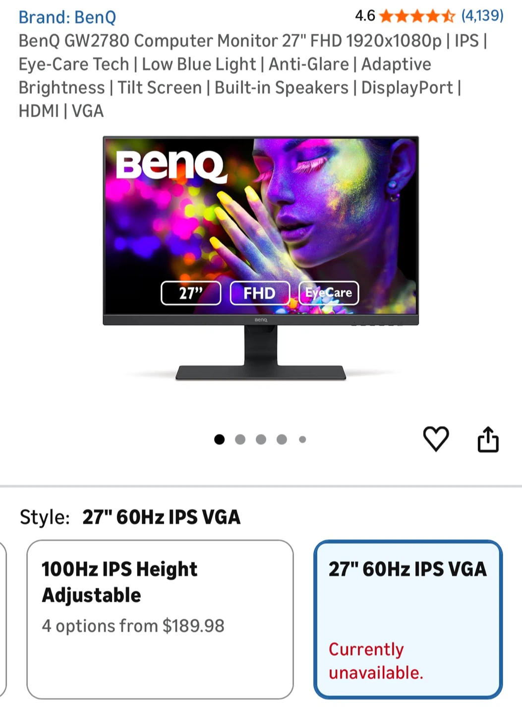 BenQ 27" Computer Monitor with HDMI Cable - photo 2