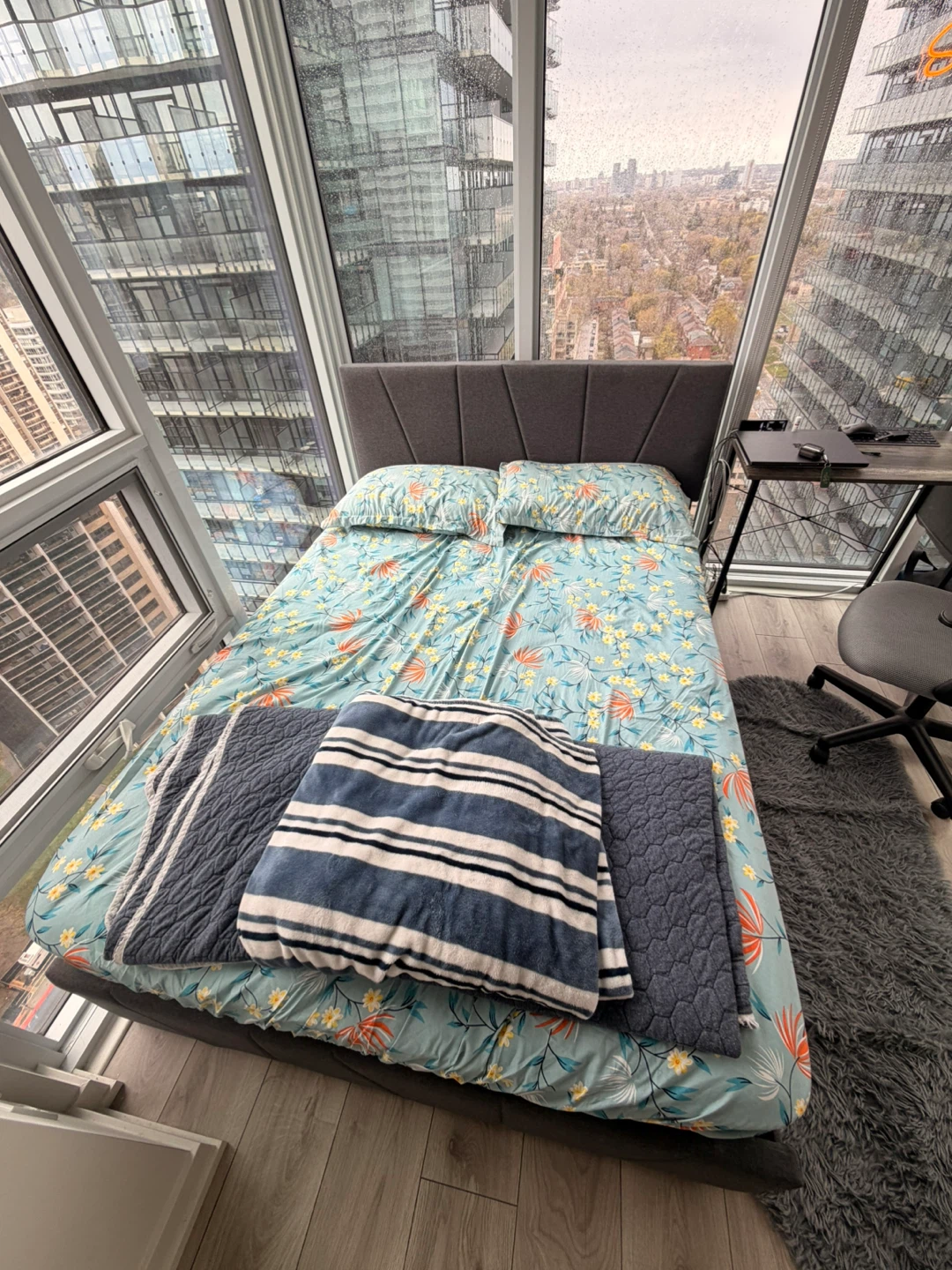 Grey Upholstered Storage Bed Frame + Mattress - photo 2