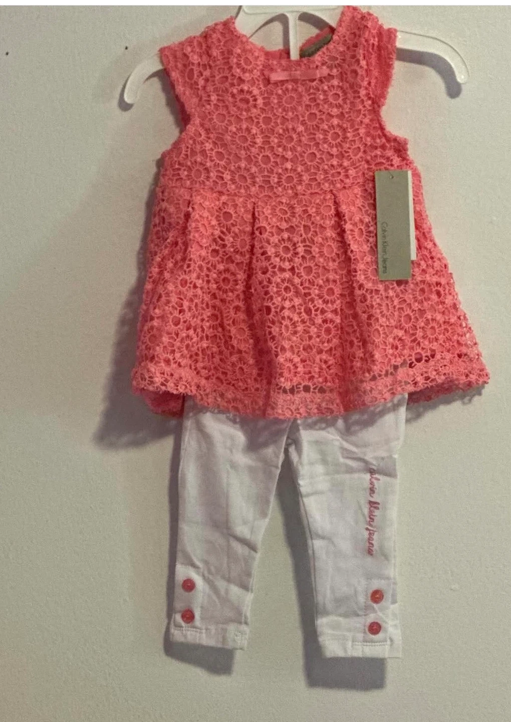 GIRLS 2PC Calvin Klein LEGGINGS SUITE (SIZE:12 MONTHS)