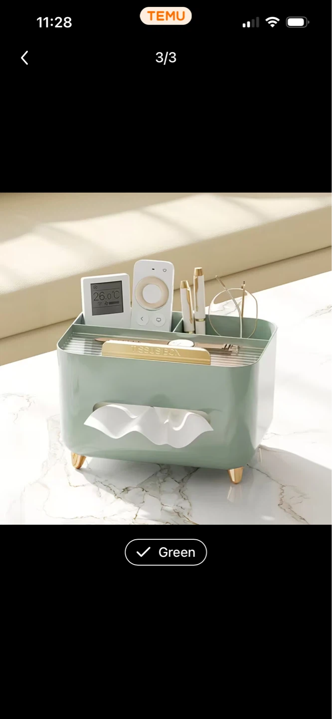Green Tissue Box with Organizer Compartments - photo 5