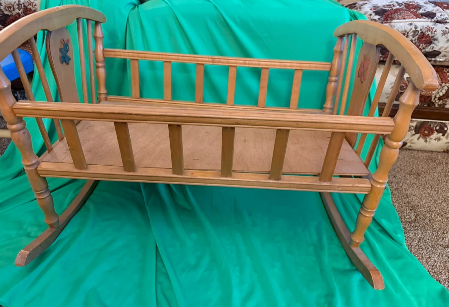 Doll Wooden Rocking Cradle - photo 3