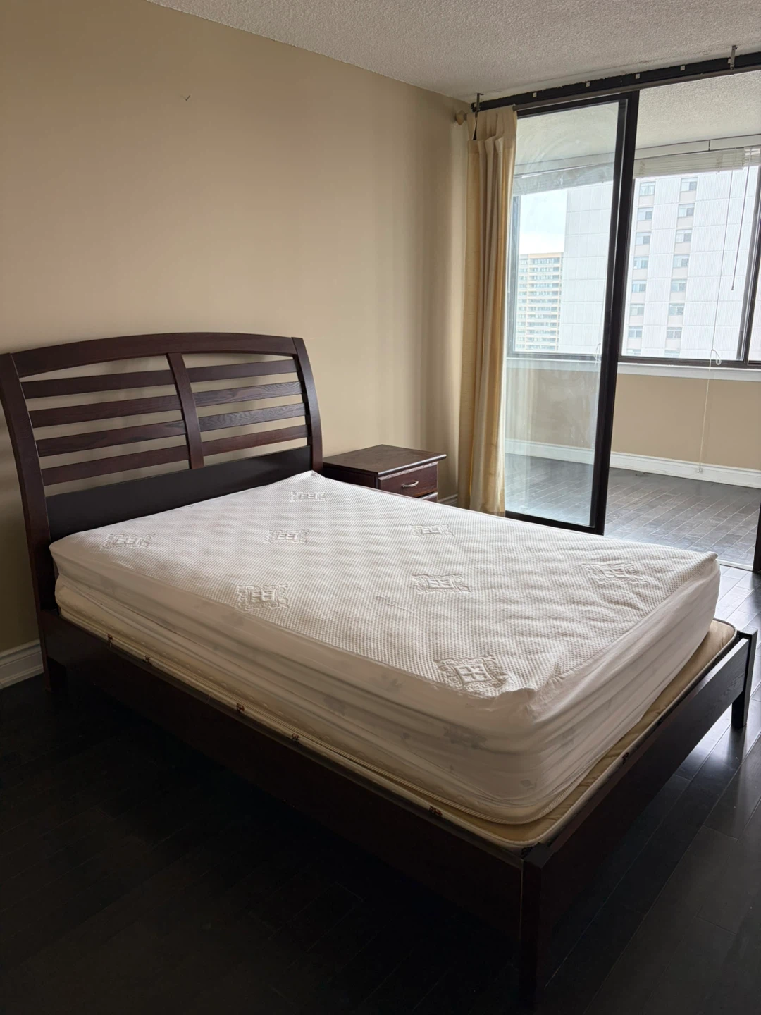 Dark Wood Double Bed Frame with Nightstand - photo 2