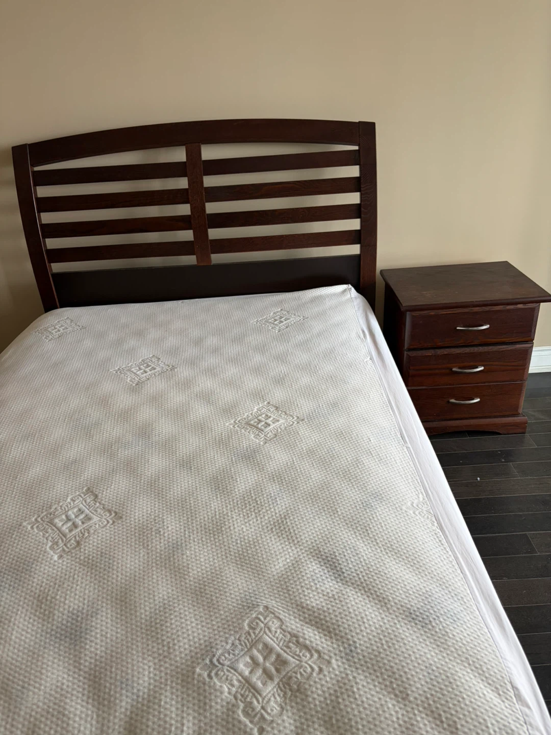 Dark Wood Double Bed Frame with Nightstand - photo 4