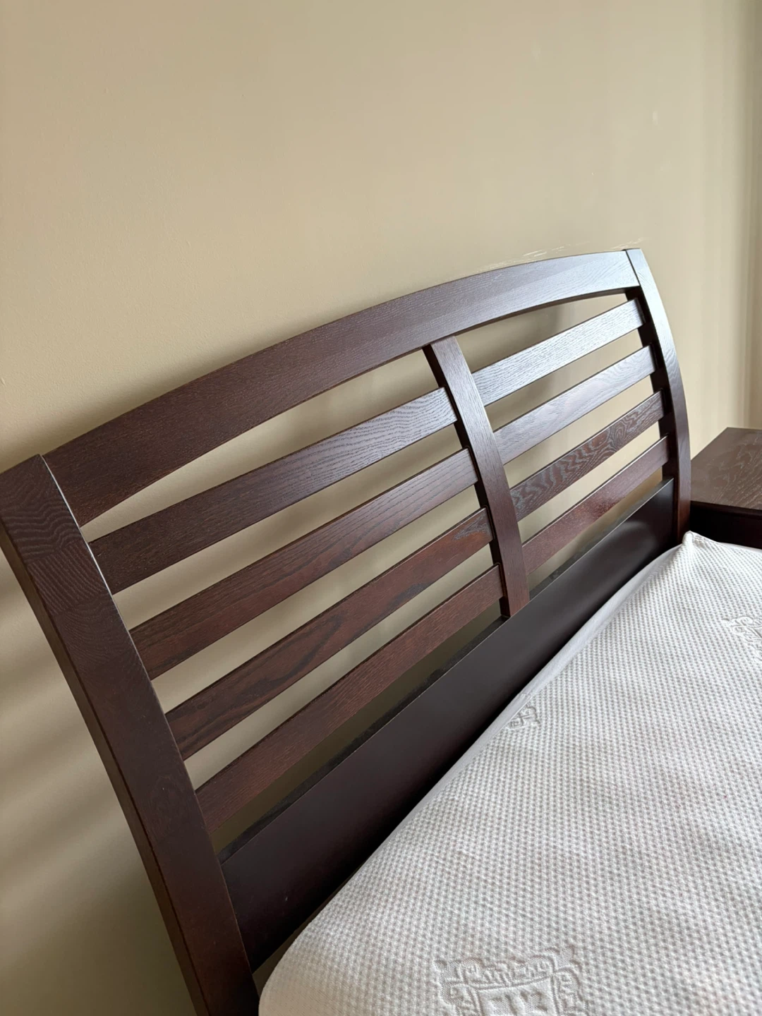 Dark Wood Double Bed Frame with Nightstand - photo 3