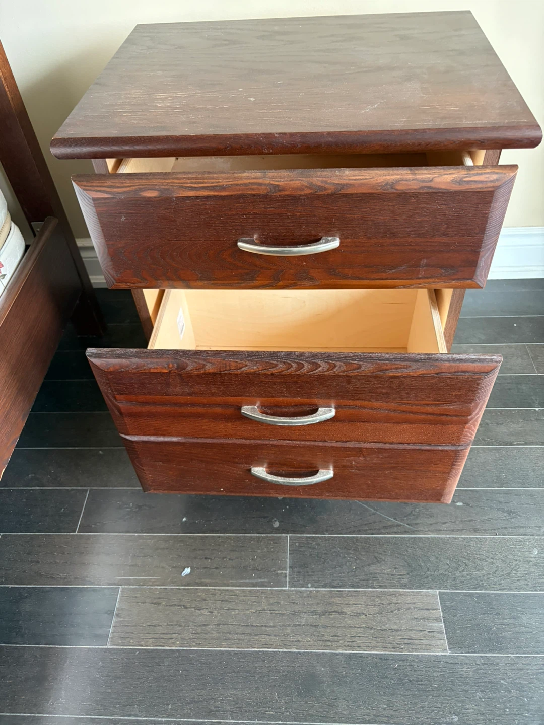 Dark Wood Double Bed Frame with Nightstand - photo 5