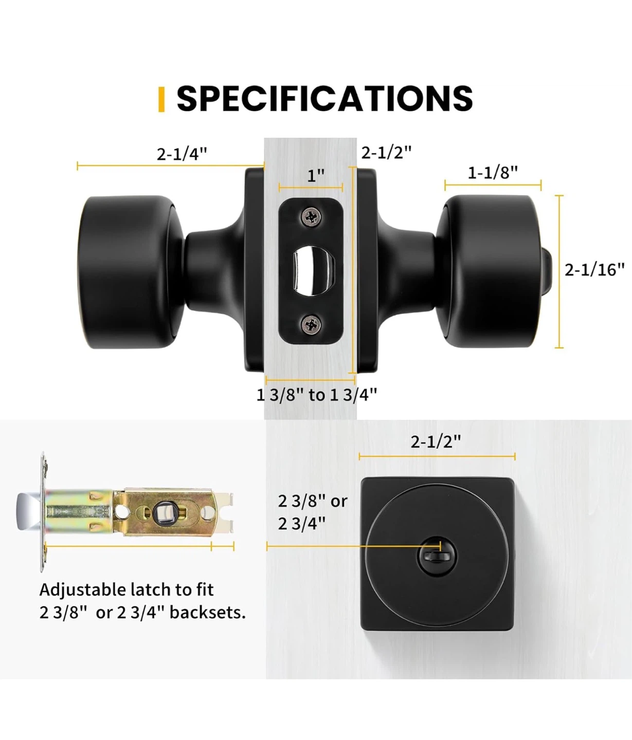 8 Pack Matte Black Privacy Door Knobs 8PM - photo 3