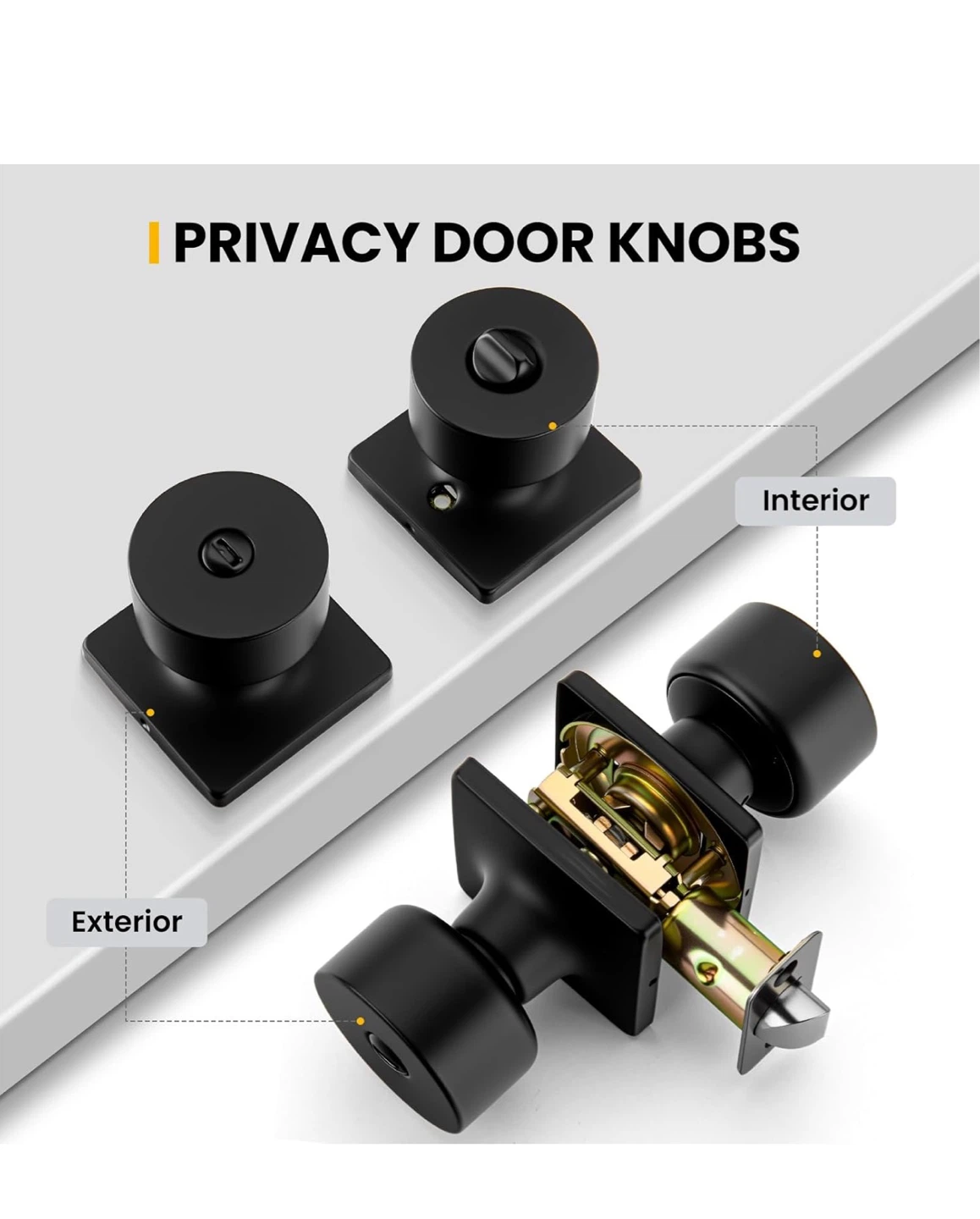 8 Pack Matte Black Privacy Door Knobs 8PM - photo 5