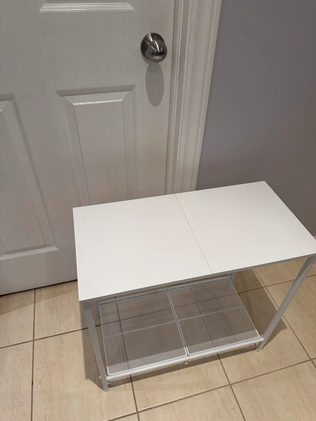 White Console Table with Shelf - photo 3