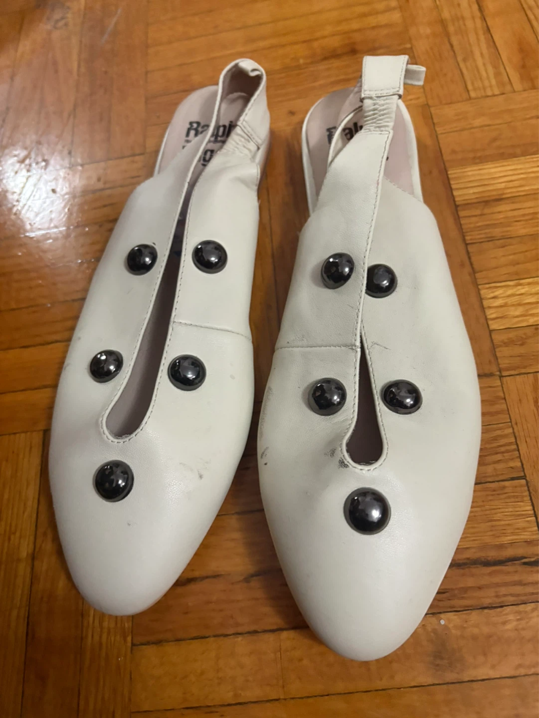 Ralph Miguel White Mules with Studs